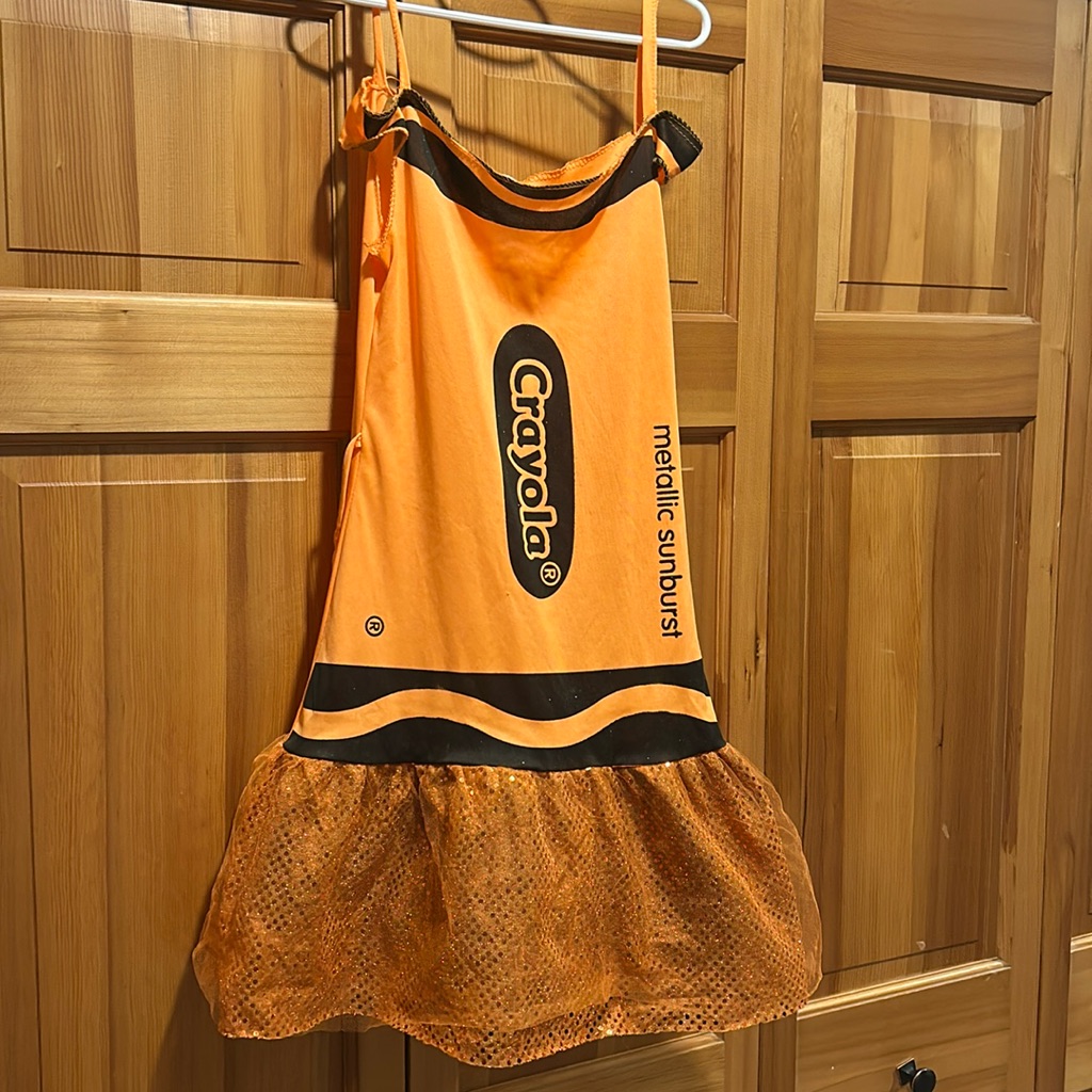 Crayola Crayon Orange Costume With Tulle And Glitter Skirt